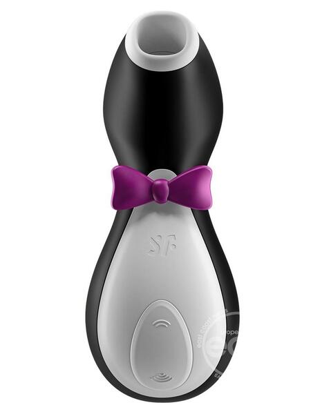 SATISFYER 'PENGUIN" SILICONE RECHARGEABLE CLITORAL STIMULATOR - BLACK/WHITE