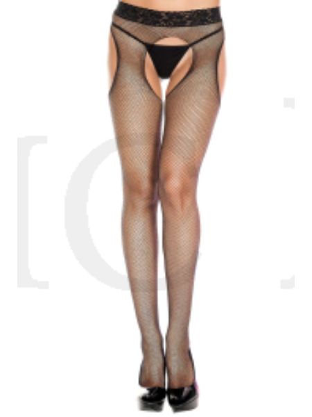 LACE WAIST FISHNET SEAMLESS PANTYHOSE