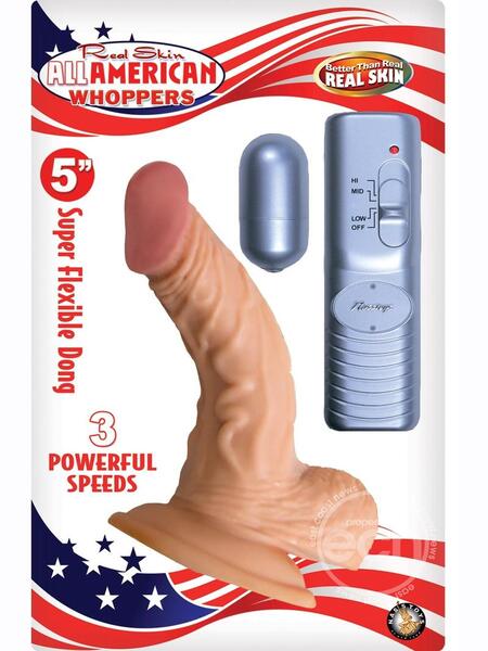 REAL SKIN VIBRATING CURVED DILDO - 5 INCH
