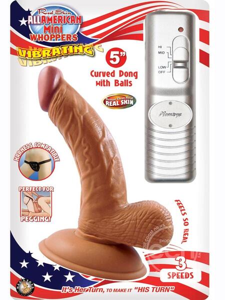 MINI VIBRATING 5″ CURVED DONG W/ BALLS