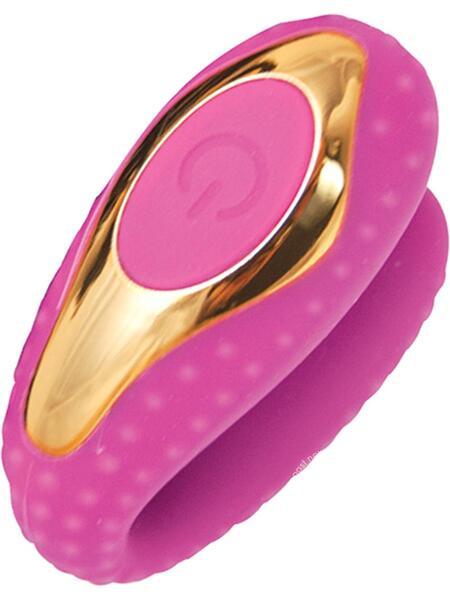 SURENDA ENHANCED ORAL VIBE RECHARGEABLE SILICONE VIBRATOR - PINK/GOLD