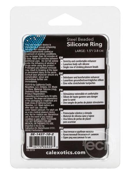 STEEL BEADED SILICONE COCK RING -MEDIUM - CLEAR