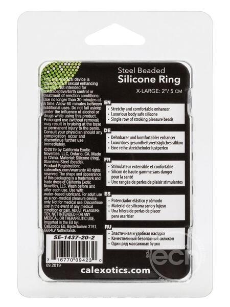 STEEL BEADED SILICONE COCK RING -LARGE - CLEAR