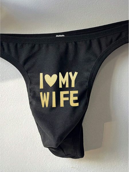 Black Sexy Breathable Comfortable Printed Daily Pouch Thong