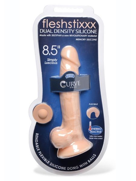 FLESHSTIXX DUAL DENSITY SILICONE BENDABLE DONG WITH BALLS 8.5 IN