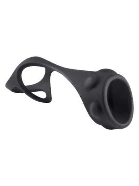 ENHANCER TEXTURED COCK STRAP & BALL STRETCHER-BLACK