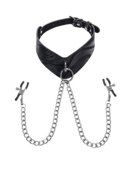 VELVET NOIR COLLAR & REMOVABLE CLAMPS - BLACK