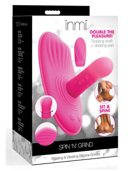 ROTATING & VIBRATING RECHARGEABLE SILICONE GRINDER PAD WITH REMOTE CONTROL Pink