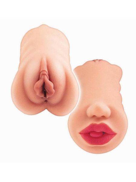 PUSSY/MOUTH DOUBLE SIDED MASTURBATOR - VANILLA