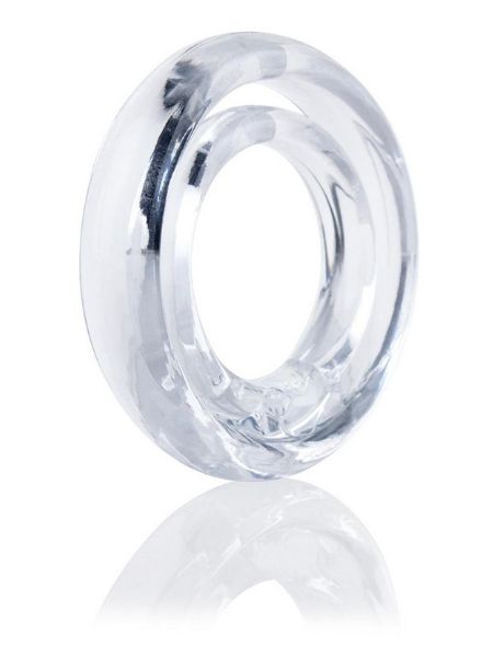 STRETCHY COCK RING WITH TESTICLE SLING - CLEAR