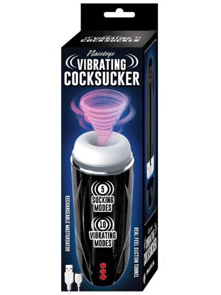 VIBRATING COCKSUCKER RECHARGEABLE MASTURBATOR - BLACK