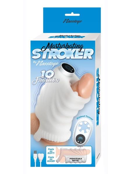 SILICONE RECHARGEABLE MASTURBATING STROKER - WHITE