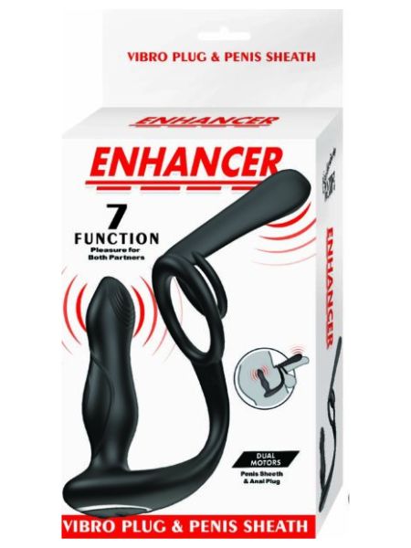 ENHANCER VIBRO PLUG & PENIS SHEATH-BLACK