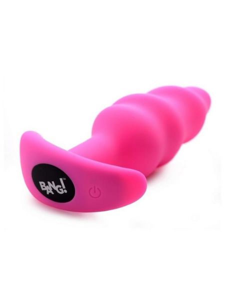 VIBRATING SILICONE RECHARGEABLE BUTT PLUG WITH REMOTE CONTROL - BLACK