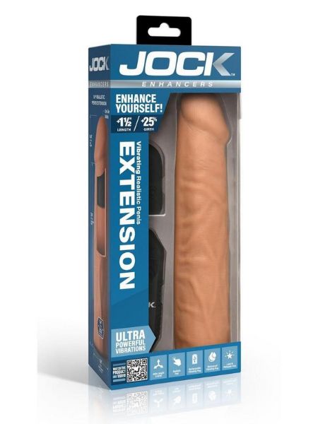 VIBRATING PENIS EXTENSION SLEEVE WITH REMOTE CONTROL - CARAMEL