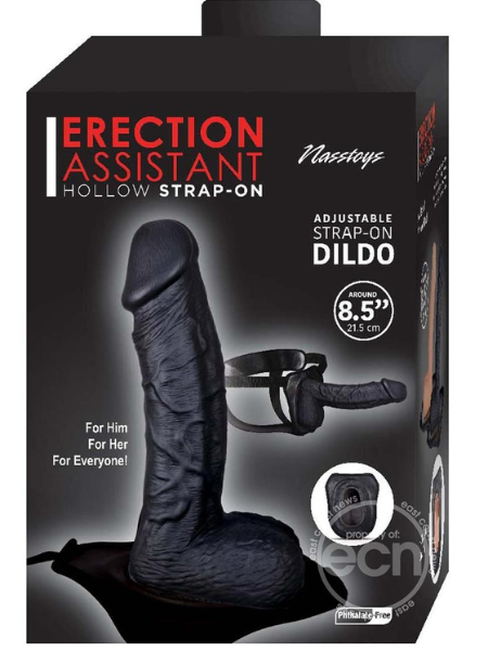 ERECTION ASSISTANT HOLLOW STRAP-ON 8.5IN - BLACK