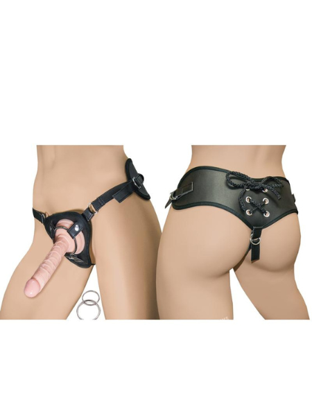 REALSKIN STRAIGHT DILDO & UNIVERSAL HARNESS 5IN - VANILLA