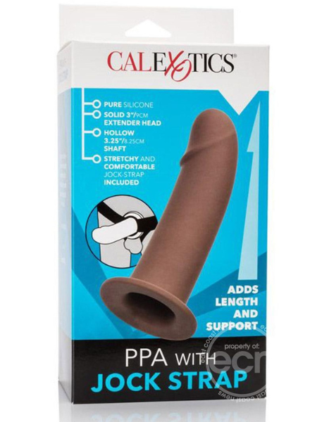 PPA WITH JOCK STRAP STRAP-ON PENIS SLEEVE 7IN - CHOCOLATE