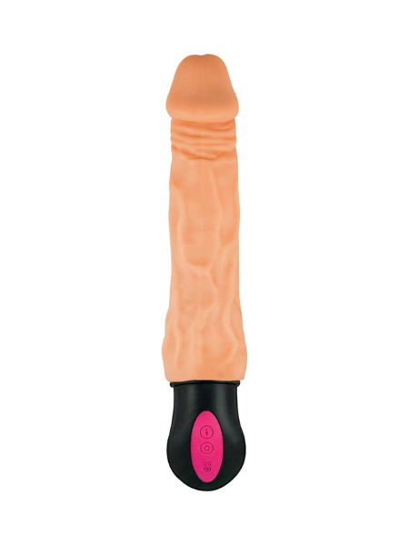 NATURAL REALSKIN HOT COCK #3 RECHARGEABLE WARMING VIBRATOR 8IN - VANILLA