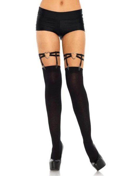 DUAL STRAP ELASTIC THIGH HIGH GARTER SUSPENDER WITH HEART