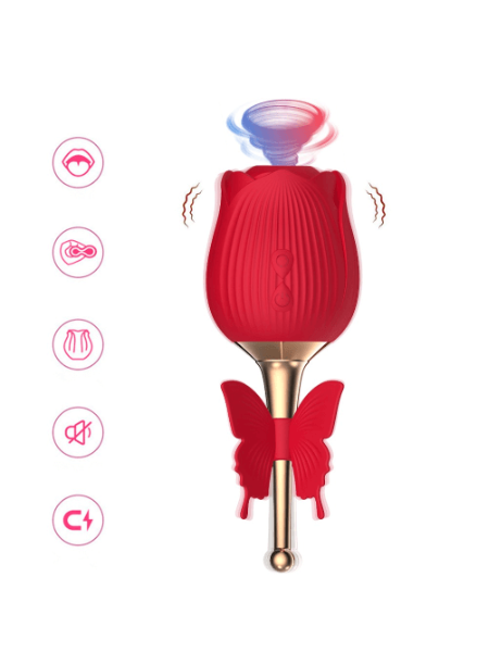 ROSE SUCKING VIBRATOR G-SPOT STIMULATOR WITH BUTTERFLY DECOR
