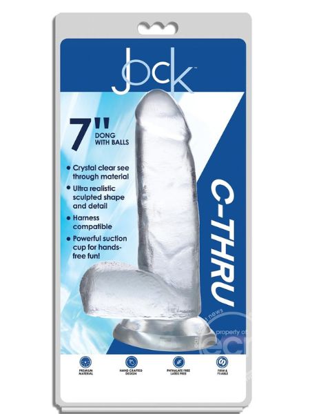 JOCK C-THRU REALISTIC DONG WITH BALLS 7 IN - CLEAR