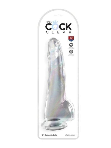 CLEAR DILDO WITH BALLS 10 IN