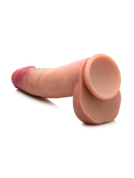 JOCK "DUAL DENSITY" SILICONE DILDO WITH BALLS 9 IN - VANILLA