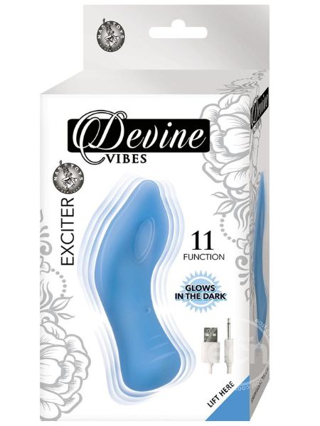 RECHARGEABLE SILICONE GLOW IN THE DARK VIBRATOR - BLUE