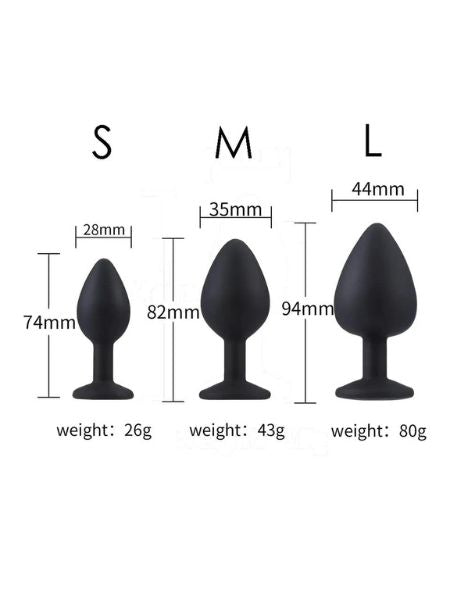 BUTT PLUG - BLACK ( SMALL,MEDIUM,LARGE )