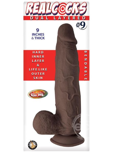 REALLOCKS DUAL LAYERED # 9 BENDABLE THICK DILDO 9 INCH