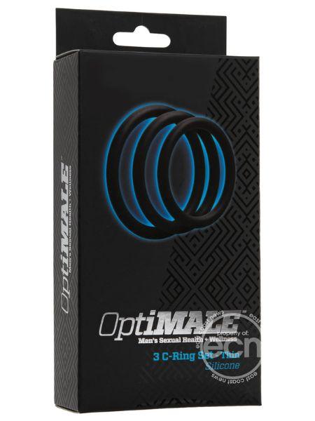 OPTIMALE 3 C - RING SET SILICONE COCK RING THIN ( 3 PACK ) - BLACK