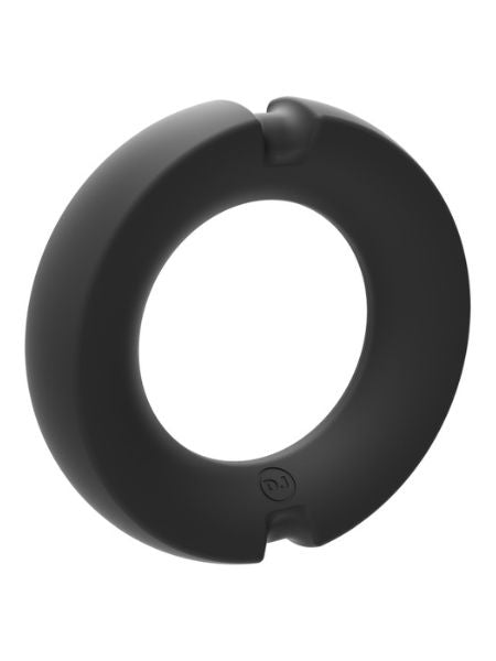 Kink Stretchable Silicone-Covered Metal Cock Ring - 35mm - Black