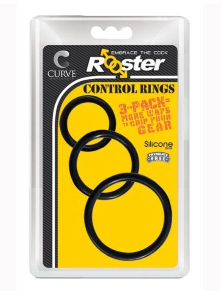 ROSTER CONTROL COCK RINGS ( 3 SET ) - BLACK