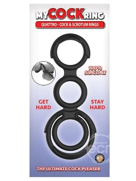 MY COCK RING THE QUATTRO -COCK &BSCROTUM RINGS - BLACK