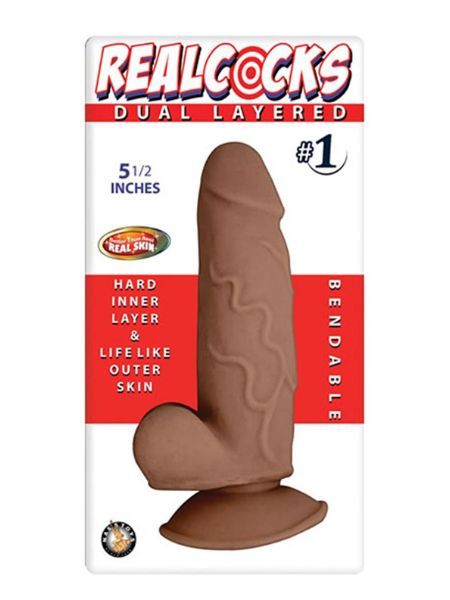 REALLOCKS DUAL LAYERED # 1 BENDABLE DILDO 5.5 INCH