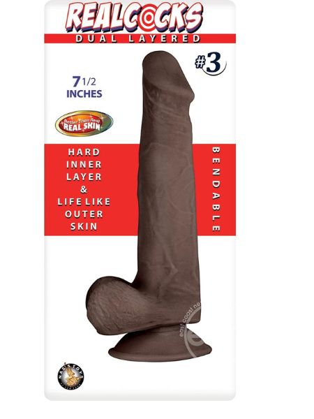 REALLOCKS DUAL LAYERED # 3 BENDABLE DILDO 7.5 INCH