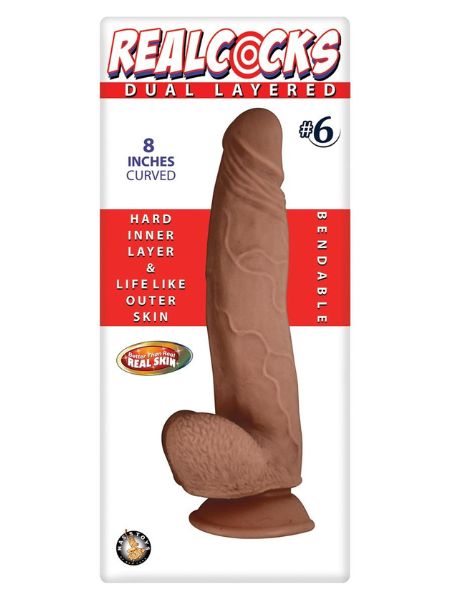 DUAL LAYERED # 6 BENDABLE CURVED DILDO 8 INCH