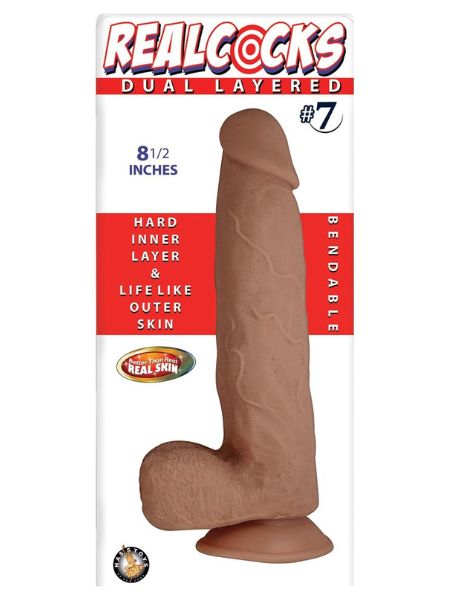 REALLOCKS DUAL LAYERED # 7 BENDABLE DILDO 8.5 INCH