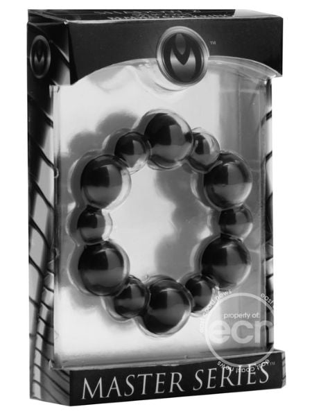 MASTER SERIES SHADOW SILICONE BEADED COCK RING - BLACK