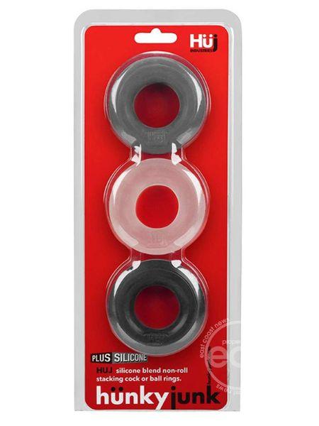 HUNKYJUNK HUJ3 SILICONE C-RING ( 3 PACK ) BLACK/GRAY/CLEAR