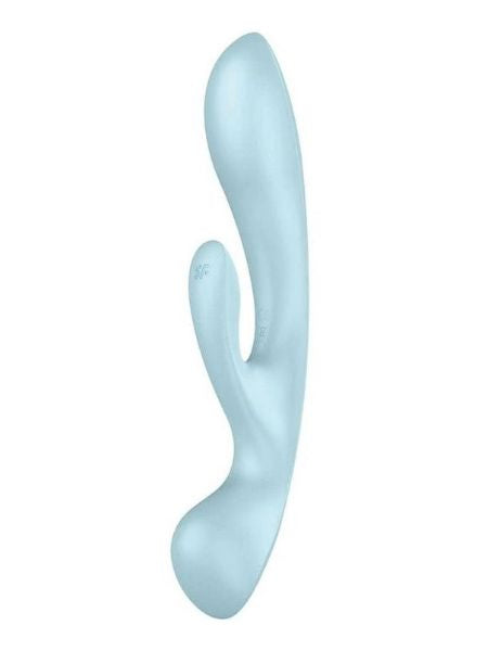 SATISFYER "TRIPLR OH" RECHARGEABLE SILICONE DUAL STIMULATING VIBRATOR - LIGHT BLUE
