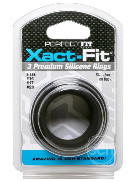 PERFECT FIT XACT-FIT SILICONE RING KIT ASSORTED SIZE - BLACK ( 3 PACK )