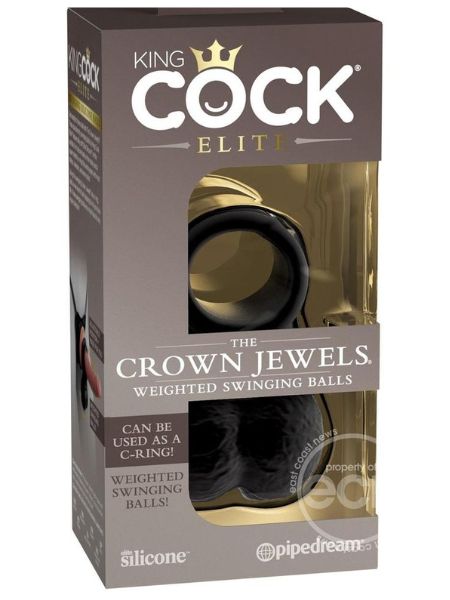 KING COCK ELITE CROWN JEWELS SILICONE AND COCK RING - BLACK