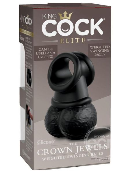 KING COCK ELITE CROWN JEWELS SILICONE AND COCK RING - BLACK