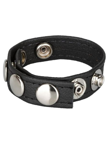 Leather Multi-Snap Cock Ring - Black