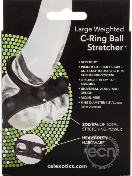 SILICONE LARGE WEIGHTED C-RING BALL STRETCHER COCK RING - BLACK