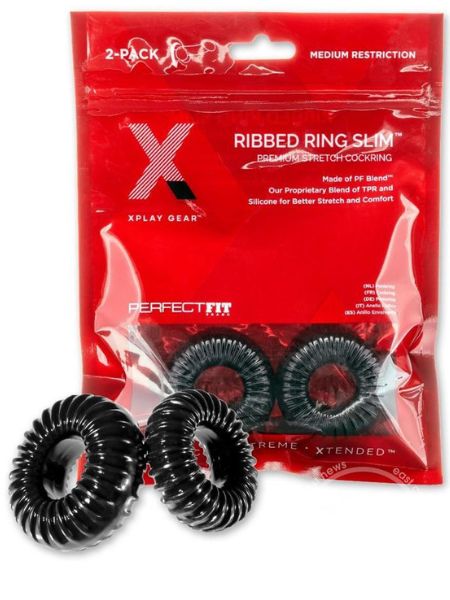 THE XPLAY PF BLEND PREMIUM STRETCH RIBBED RING SLIM ( 2 PACK ) - BLACK