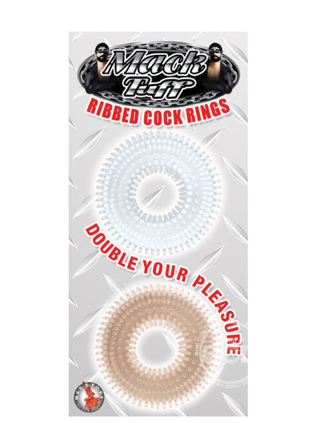 RIBBED COCK RINGS ( 2 PACK ) CLEAR/SMOKE