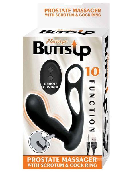 BUTTS UP RECHARGEABLE SILICONE PROSTATE MASSAGER WITH SCROTUM & COCK RING